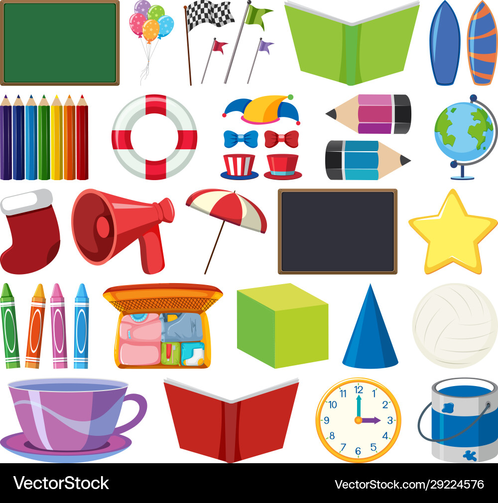 Set isolated objects theme stationeries Set isolated objects theme stationeries vector image