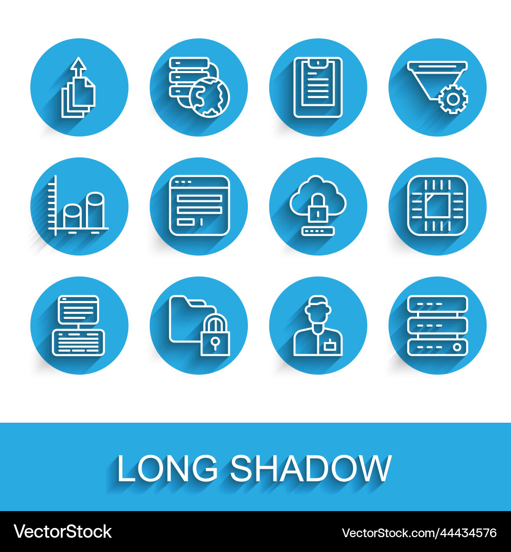 Set line server data web hosting folder Vector Image