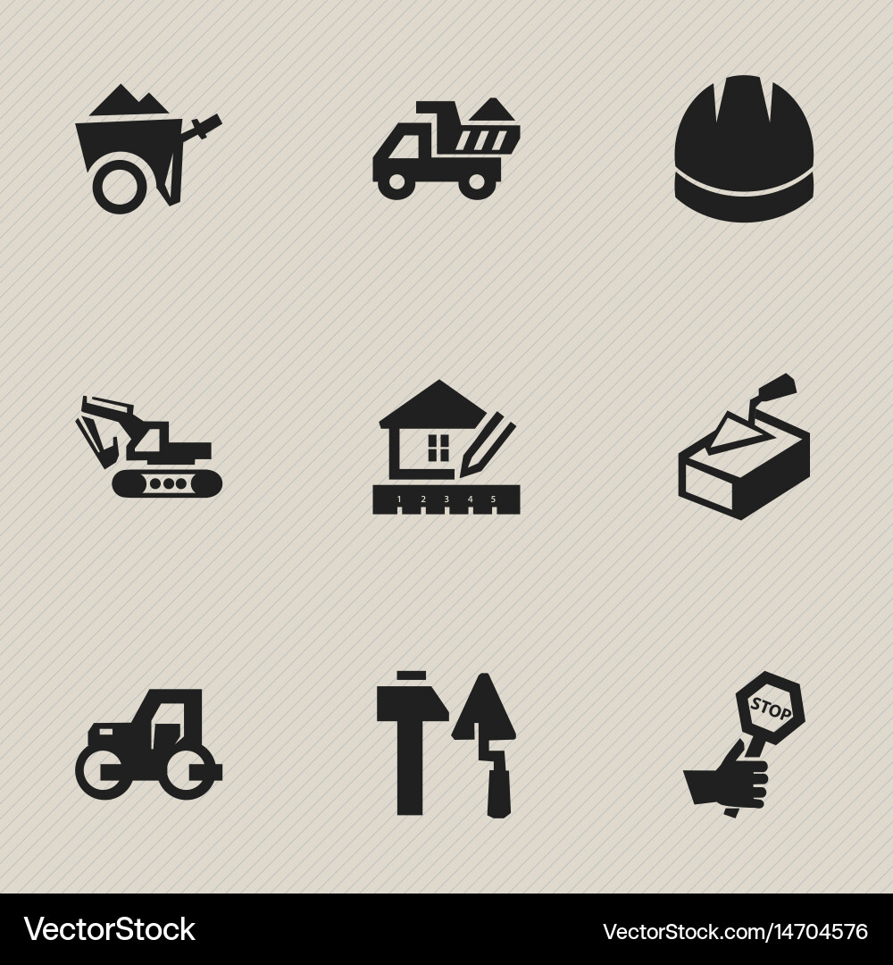 Set of 9 editable building icons includes symbols vector image