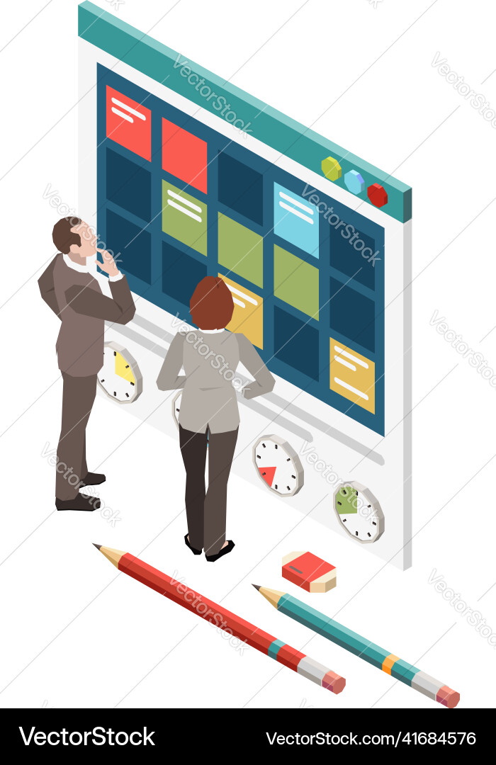 Setting time tasks composition Setting time tasks composition Vector Image