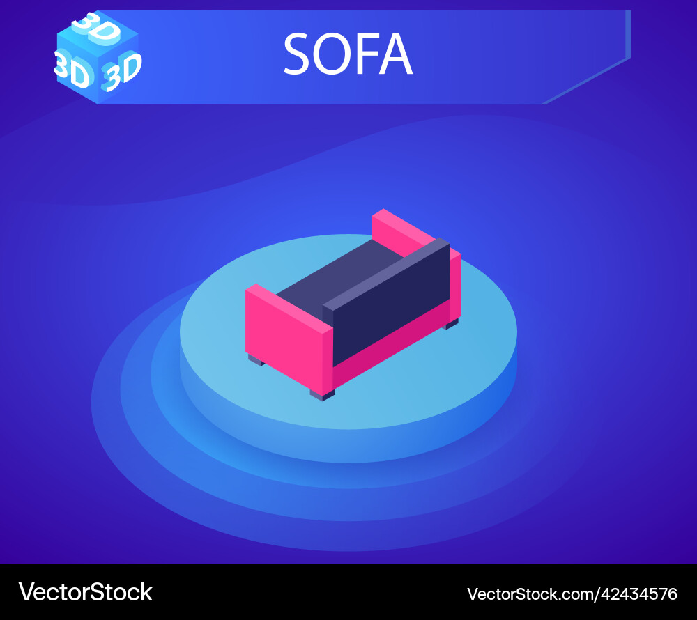 Sofa isometric design icon web 3d colorful Vector Image