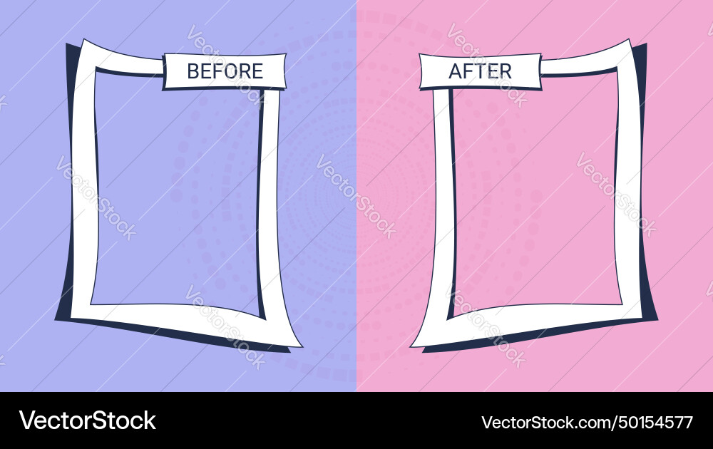 Before and after template background comparison vector image
