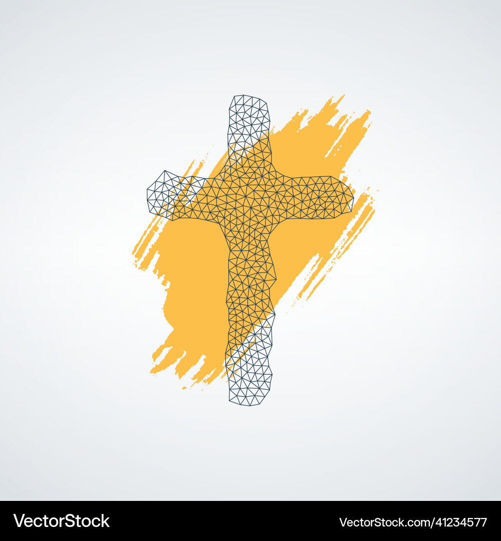 Christian cross abstract mesh line triangles Christian cross abstract mesh line triangles Vector Image