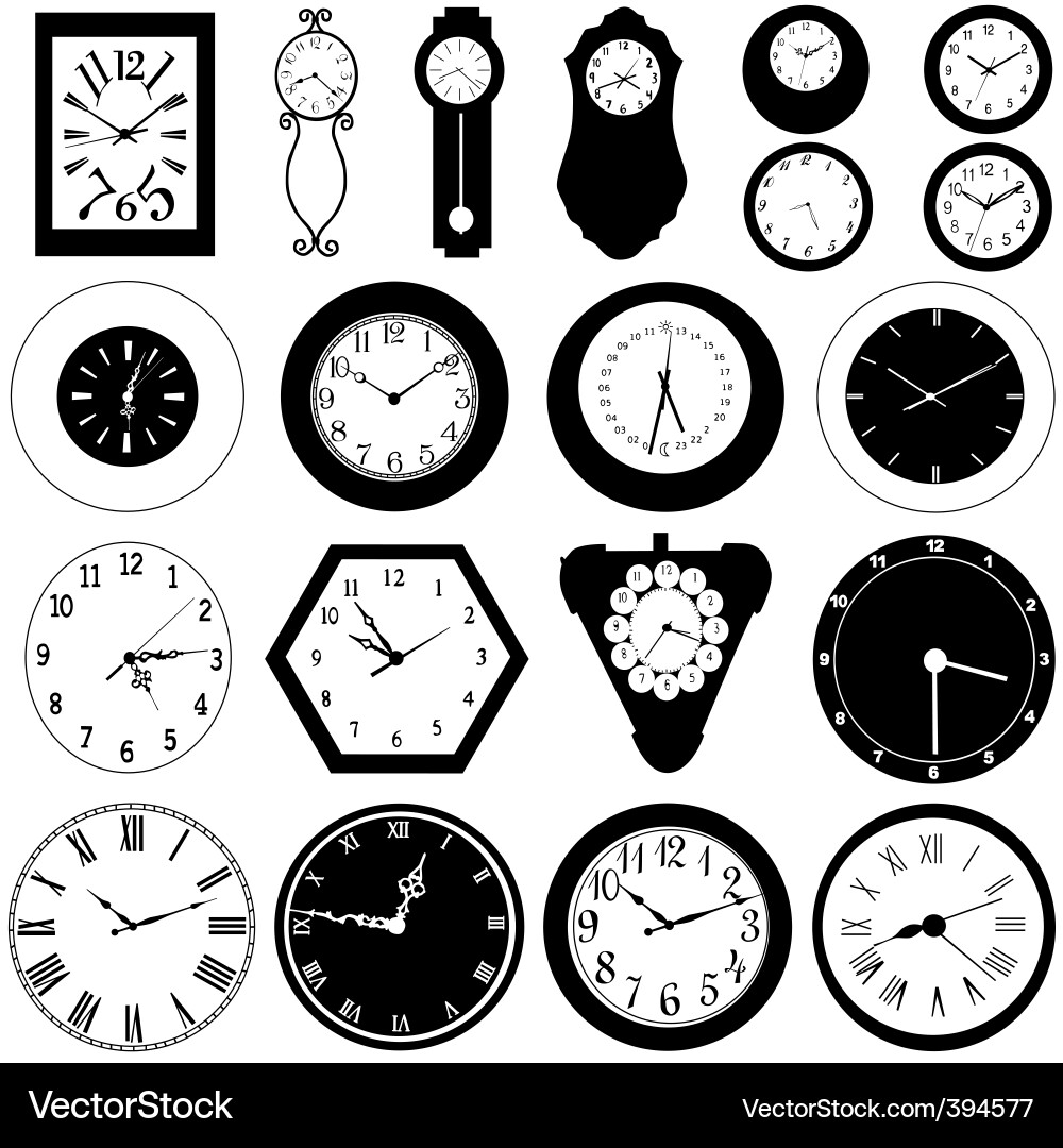 Classic Black Wall Clock Vector Image