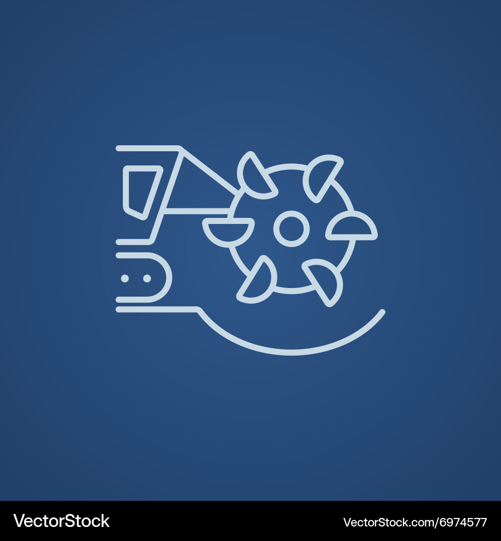 Coal machine with rotating cutting drum line icon Vector Image