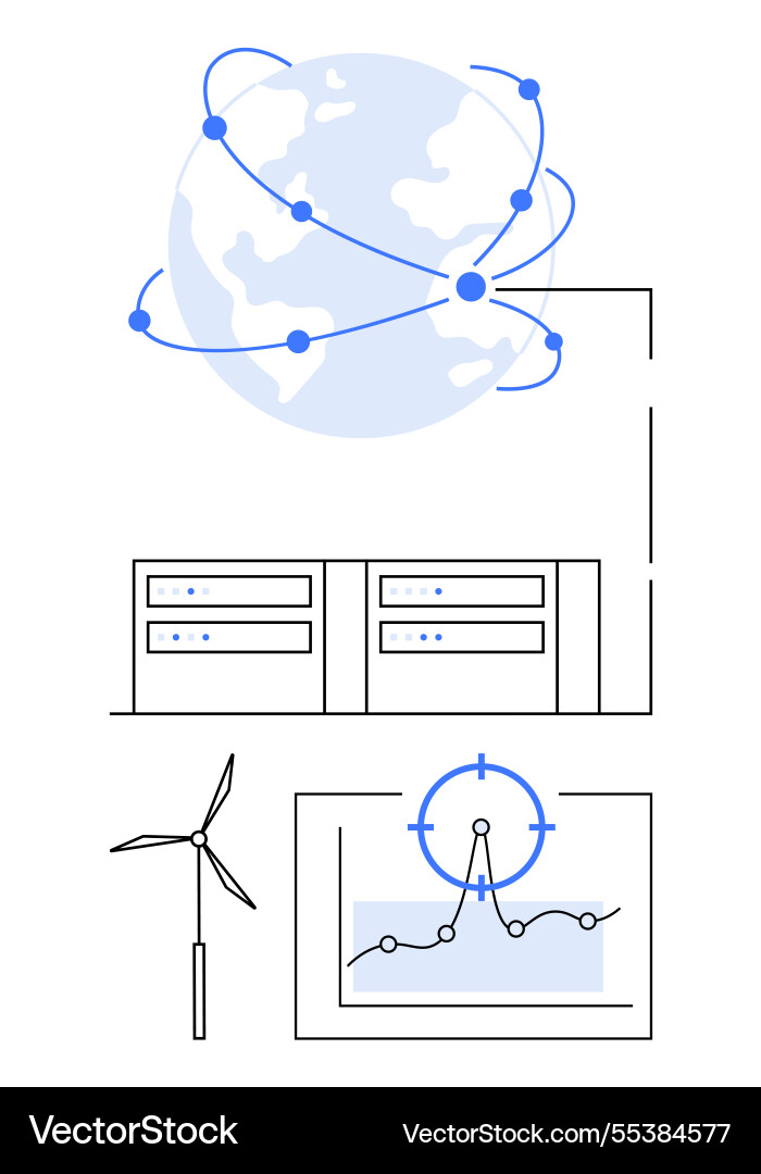 Global connectivity and data management Global connectivity and data management Vector Image