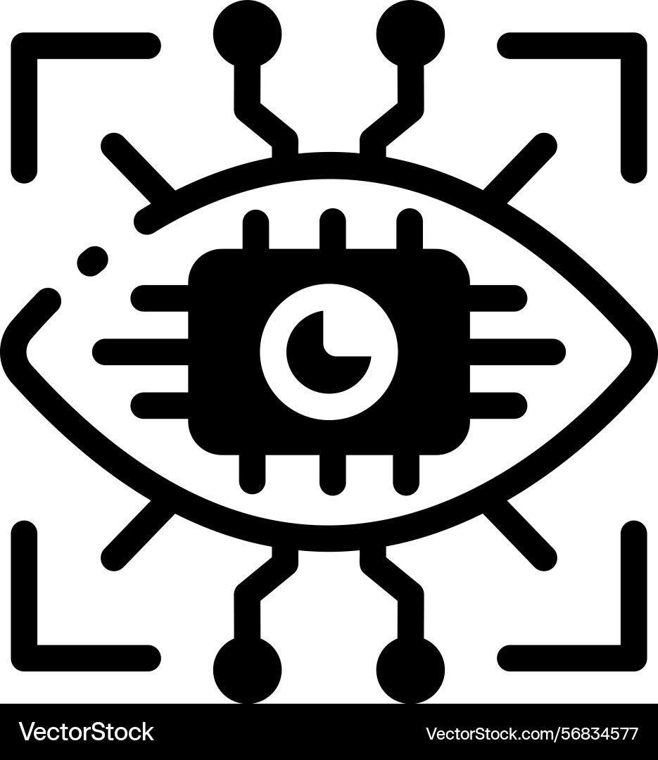 Glyph icon showing computer vision with tech graph Vector Image
