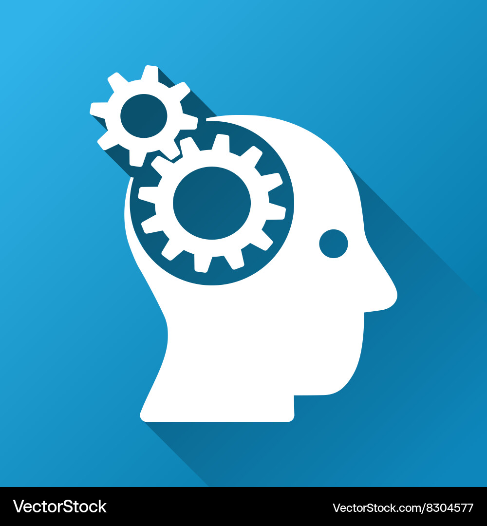 Intellect gears gradient square icon vector image