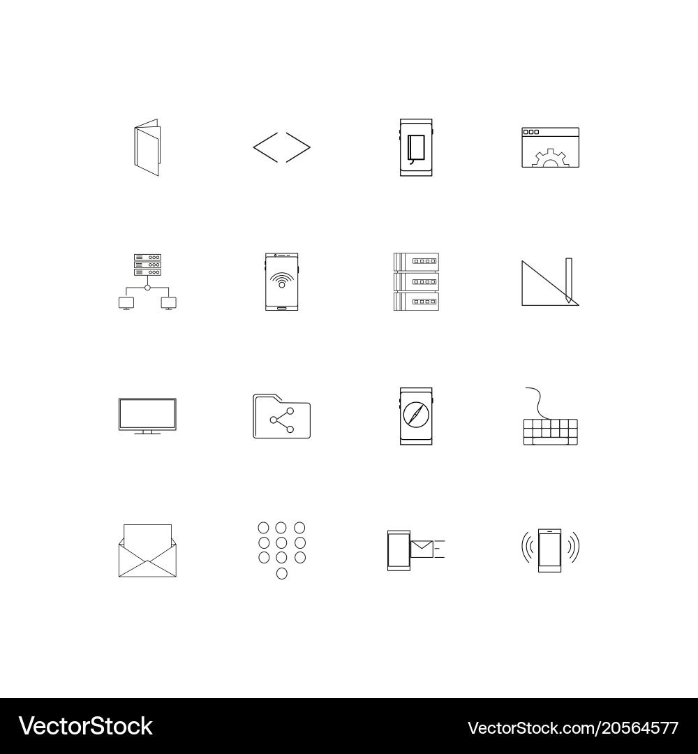 Internet technologies simple linear icons set vector image