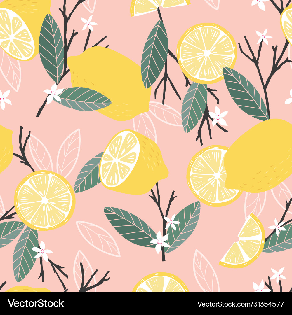 Lemon & Branch Pattern vector image