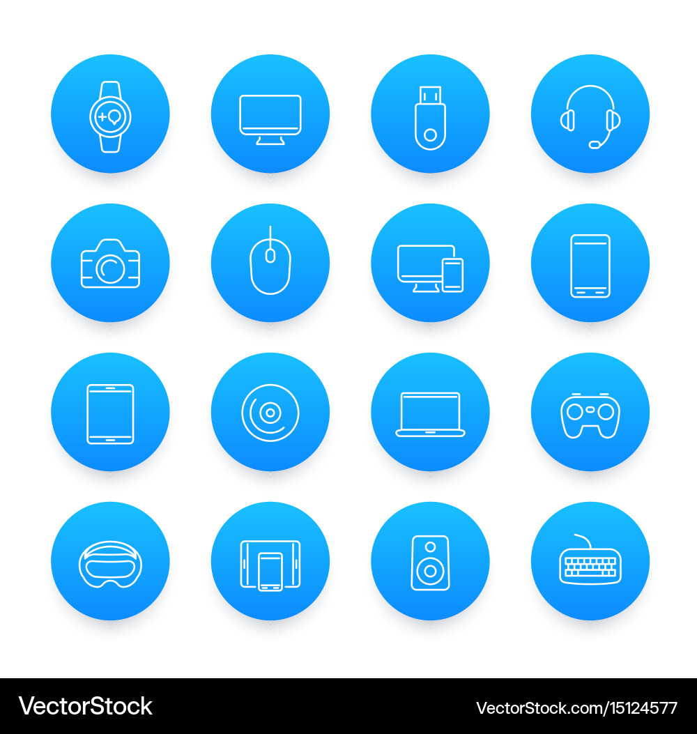 Modern gadgets icons set in line style vector image