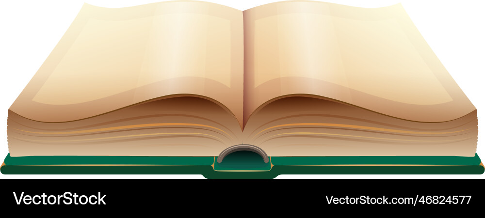 Open book with empty blank pages sheets green vector image
