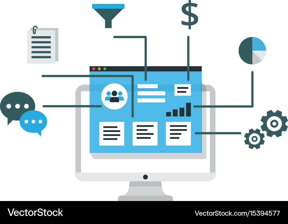 Organization of data on work with clients crm Vector Image