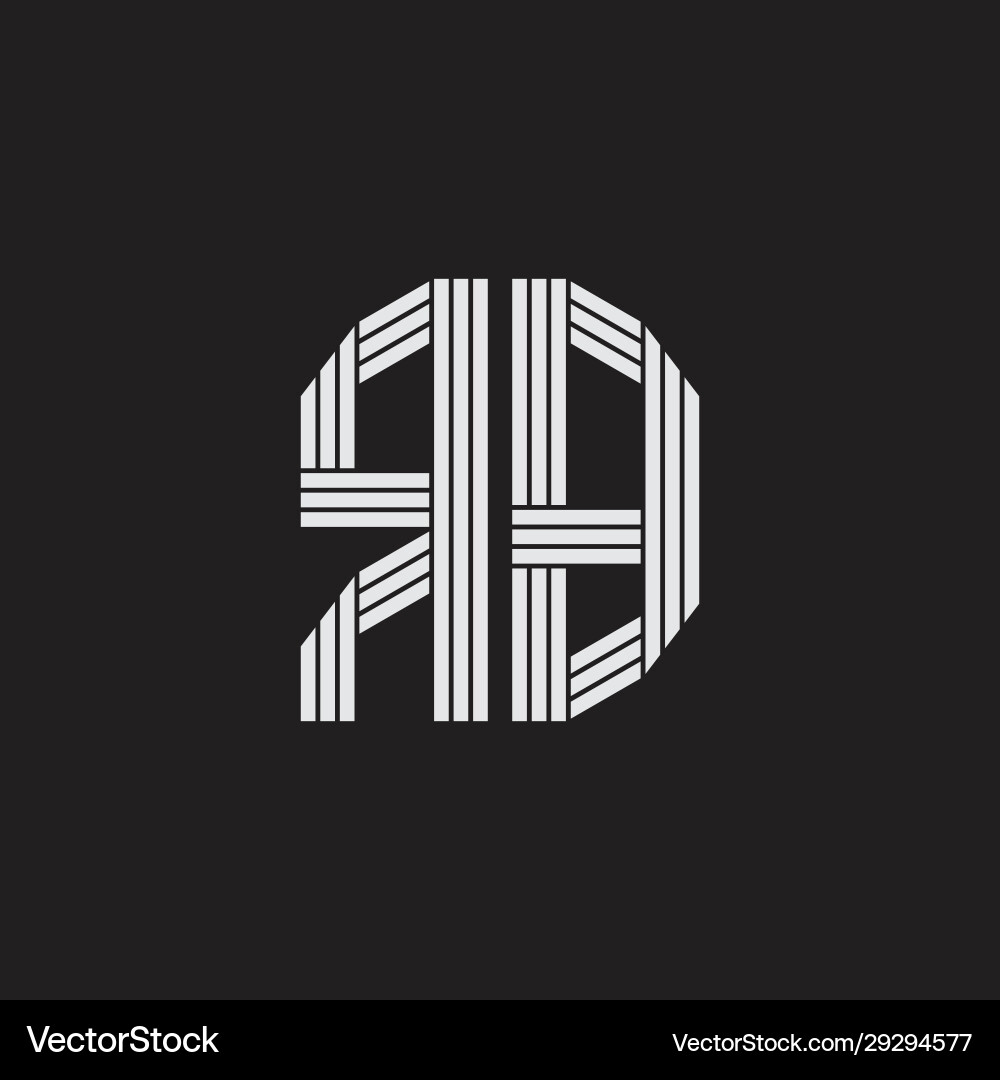 Rb logo monogram with outline style linked Rb logo monogram with outline style linked vector image
