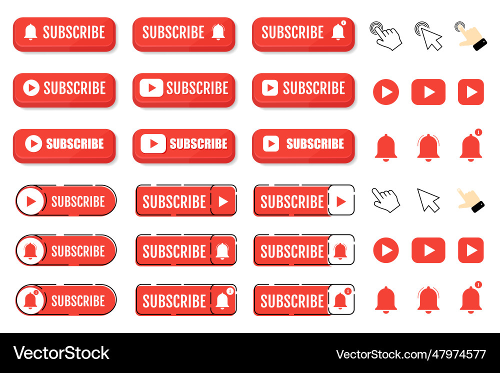 Red Subscribe Button with Cursor vector image