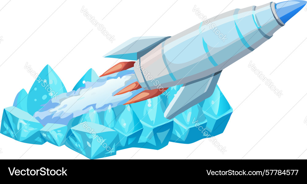 Rocket launch from ice block design generative ai Vector Image
