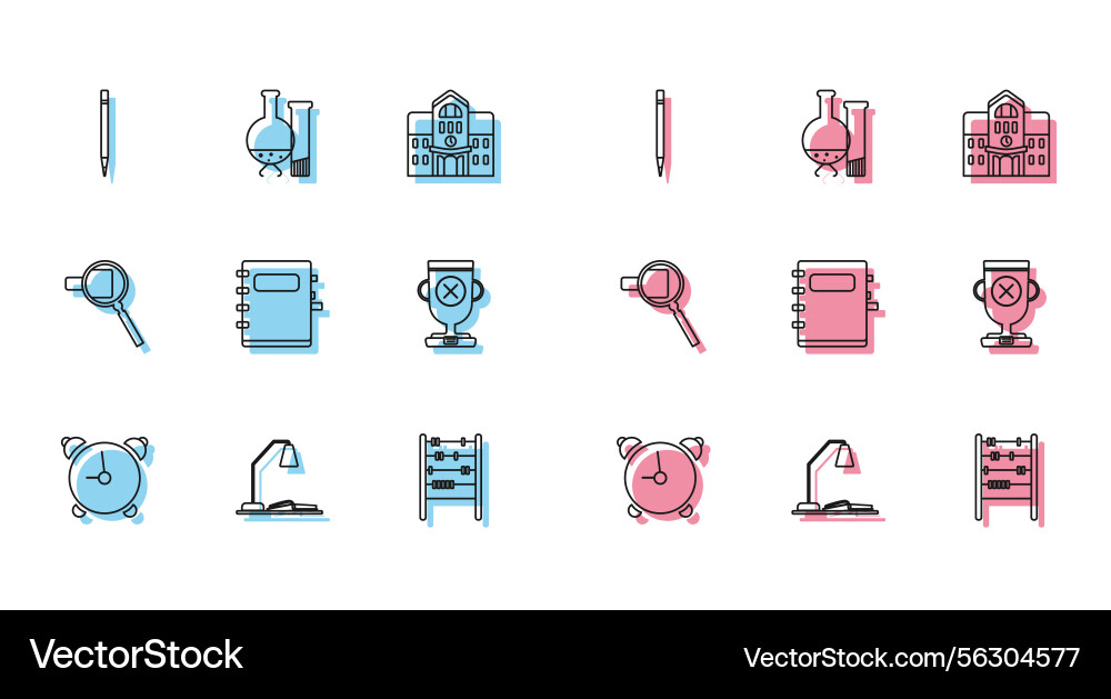 Set line alarm clock workplace with table lamp Set line alarm clock workplace with table lamp vector image