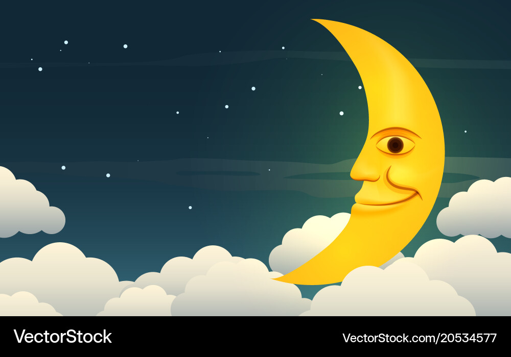 Smiling moon Royalty Free Vector Image - VectorStock
