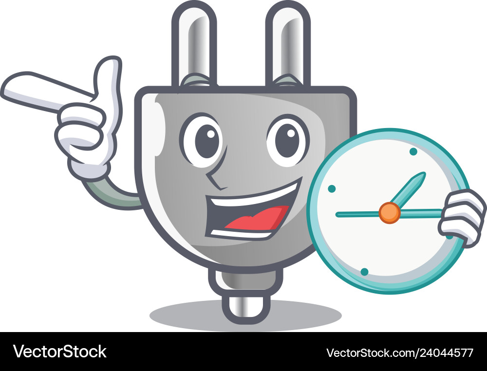 With clock power plug in the character shape vector image