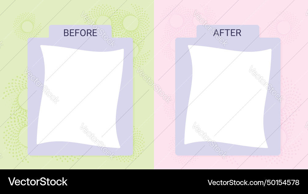 Before and after template comparison background vector image