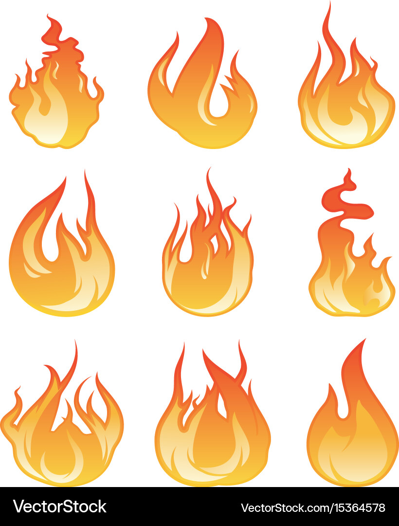 Cartoon Fire Flames Set vector image