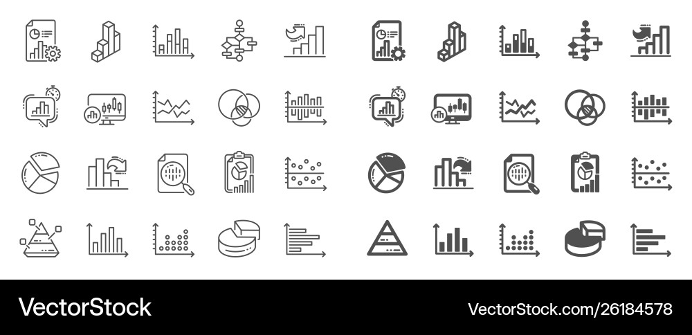 Charts and diagrams line icons set 3d chart Charts and diagrams line icons set 3d chart vector image