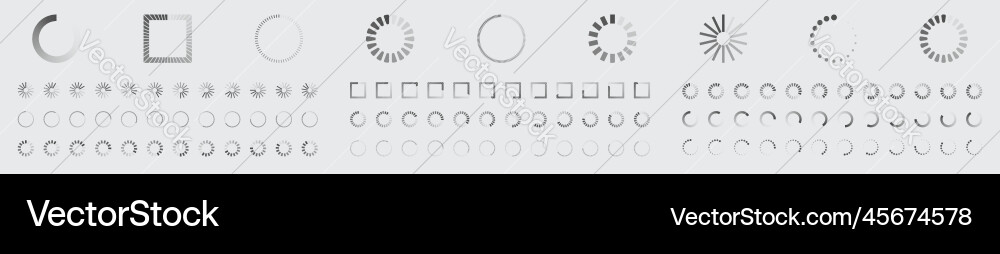 Circular loading buffering icons set video ready Vector Image