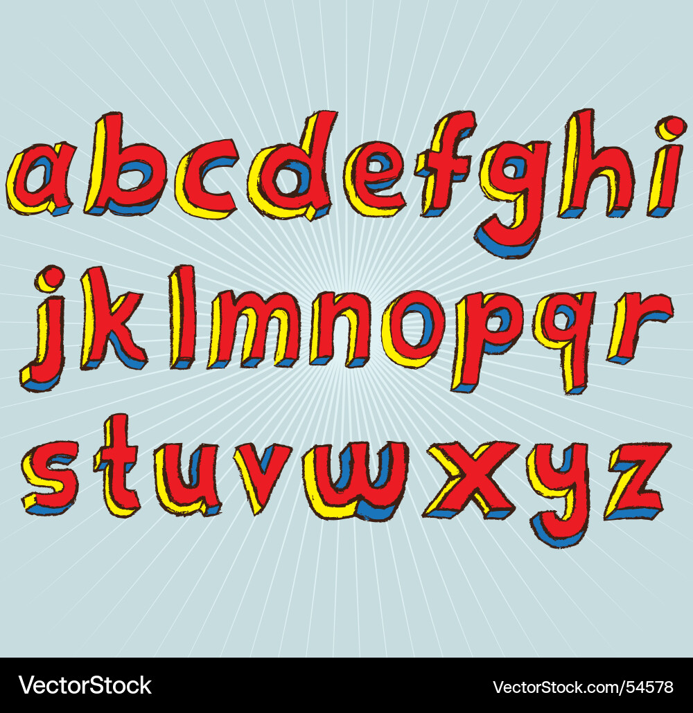 Colorful 3D Lowercase Alphabet Font Vector Image