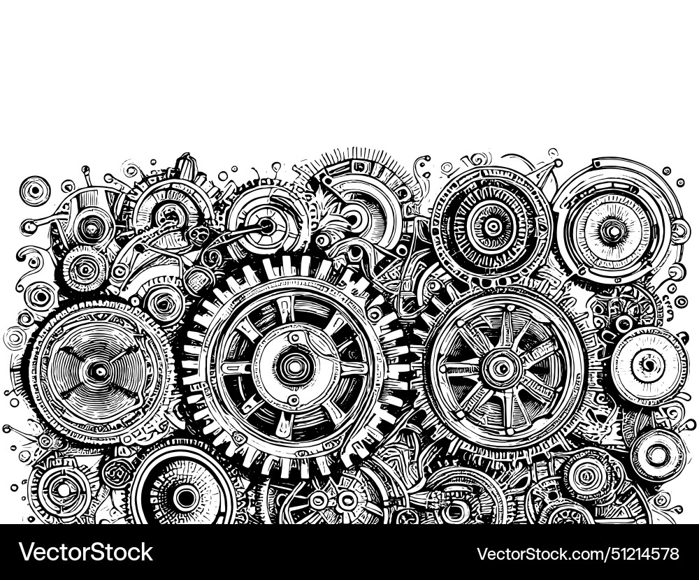 Complex mechanism in a cube sketch board Complex mechanism in a cube sketch board vector image