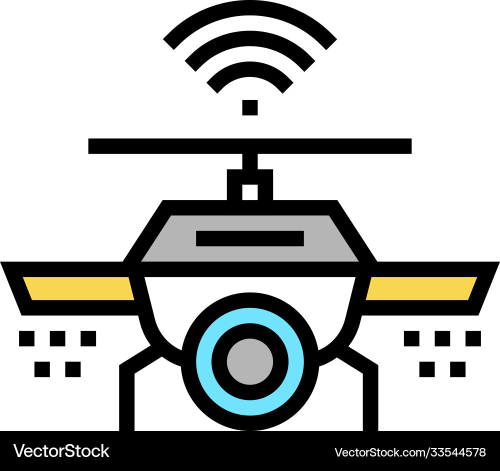 Drone with wifi and camera color icon vector image