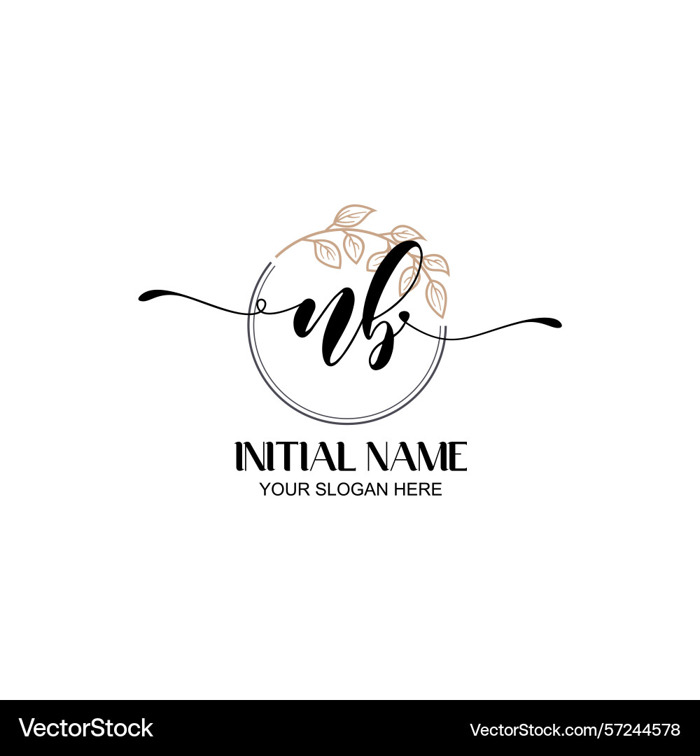 Elegant nb initial logo design with botanical Vector Image