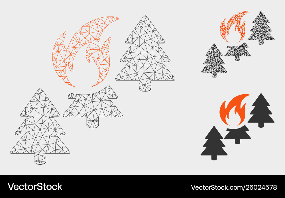 Forest fire mesh network model and triangle Forest fire mesh network model and triangle vector image