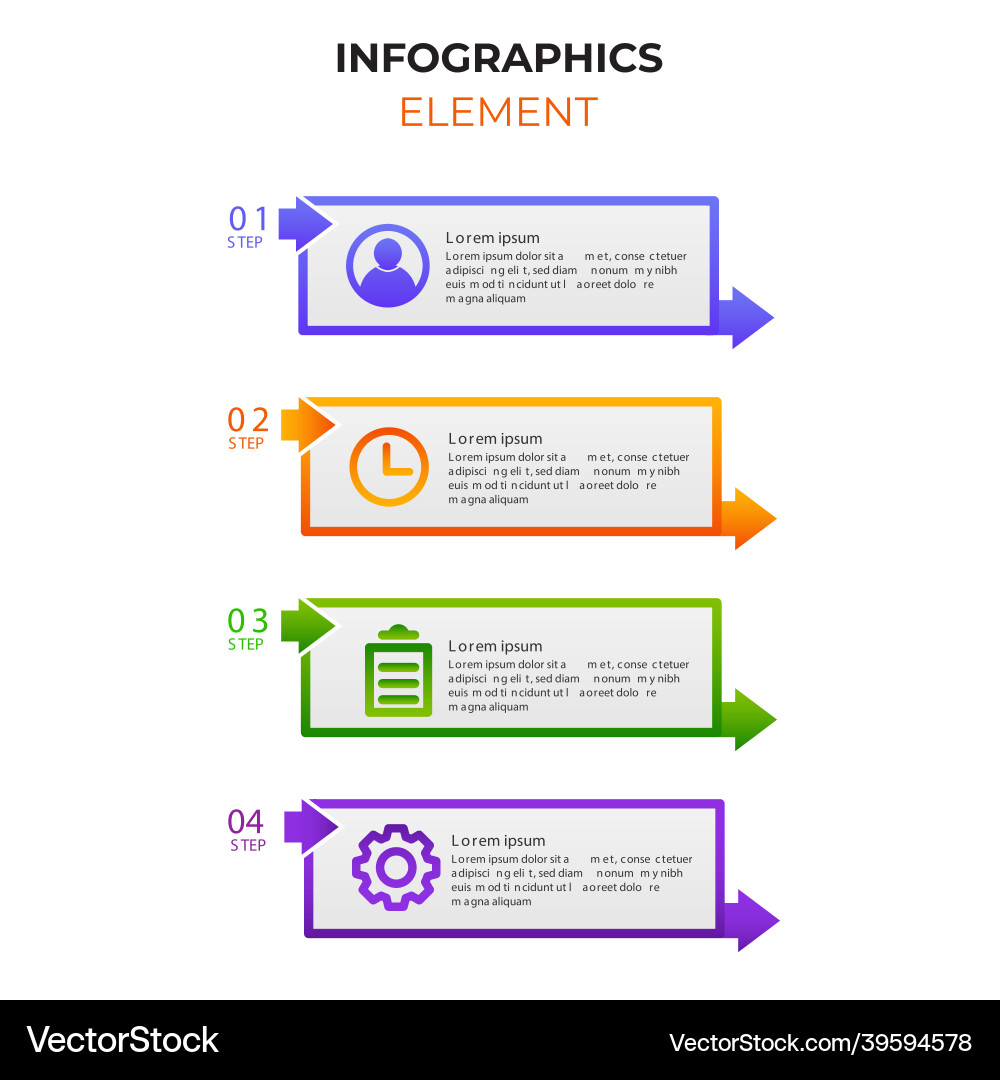 Four steps gradient infographic element Vector Image