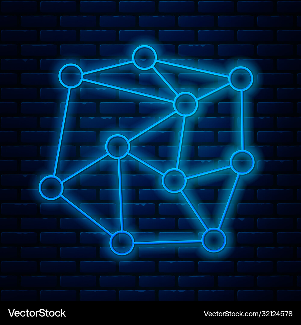 Glowing neon line neural network icon isolated Glowing neon line neural network icon isolated vector image