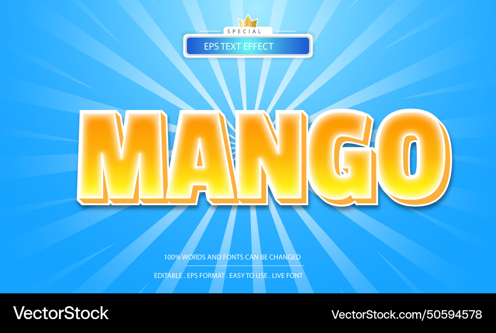 Juice mango 3d text effect and editable Juice mango 3d text effect and editable vector image