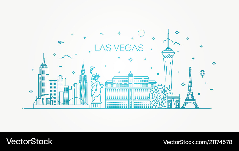 Las vegas skyline with panorama in white vector image