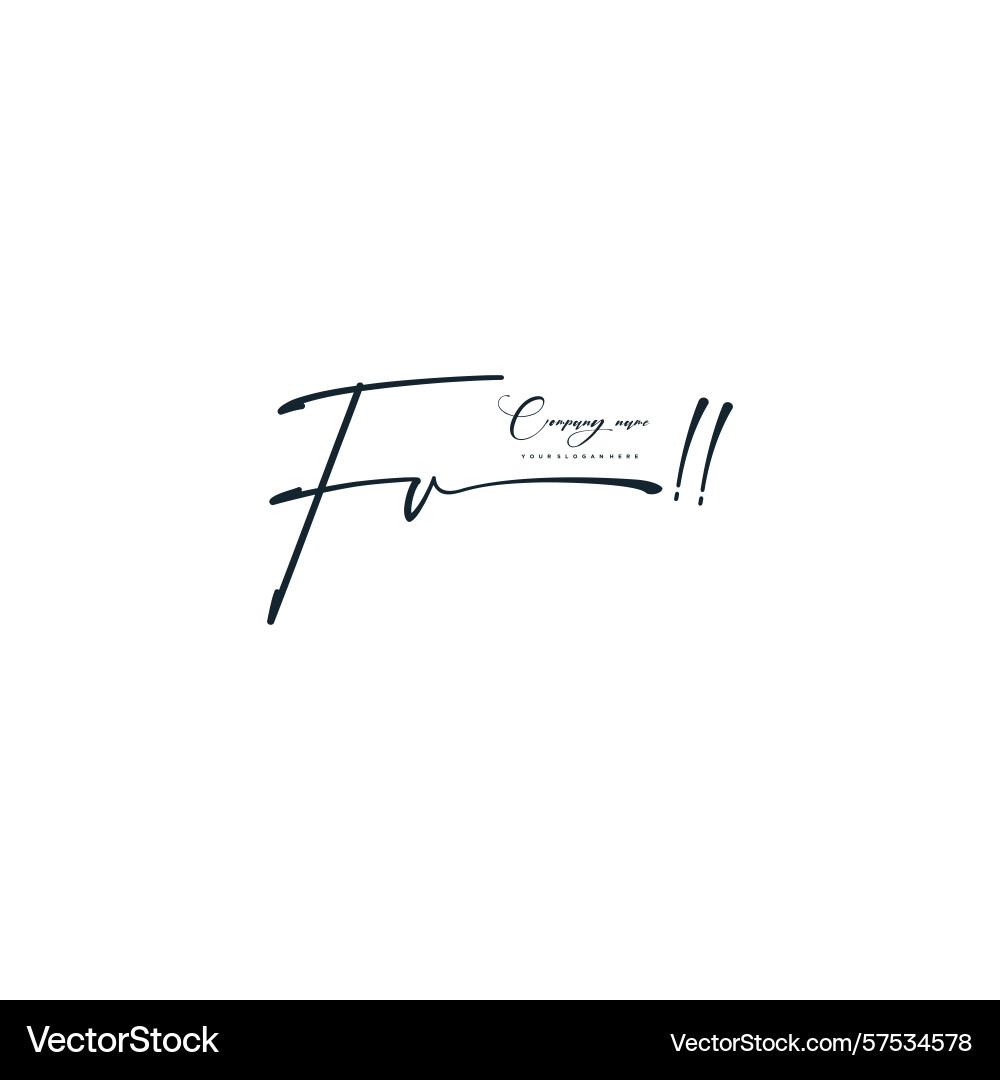 Minimal signature logo design with fv initials Vector Image