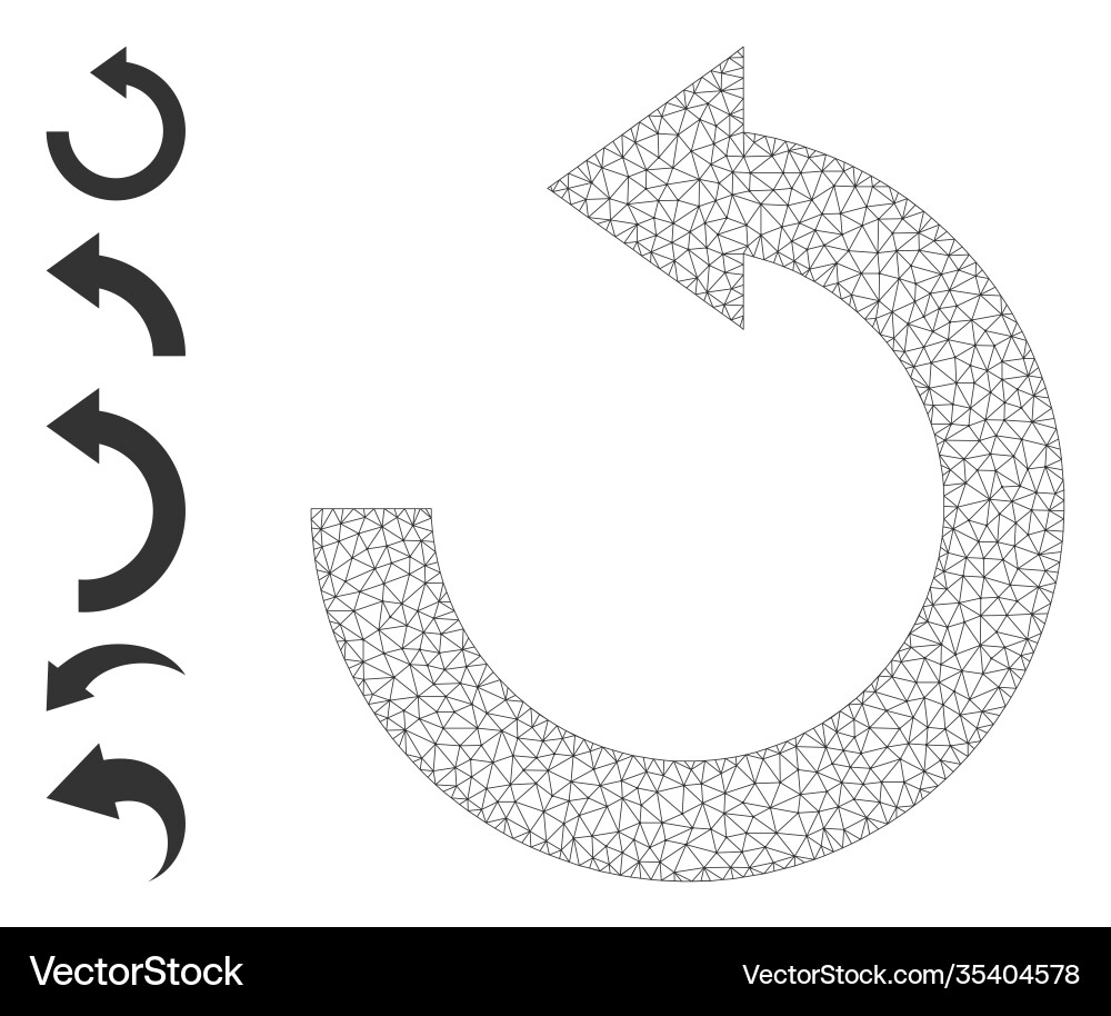 Polygonal mesh rotate left icon with simple glyphs Polygonal mesh rotate left icon with simple glyphs vector image