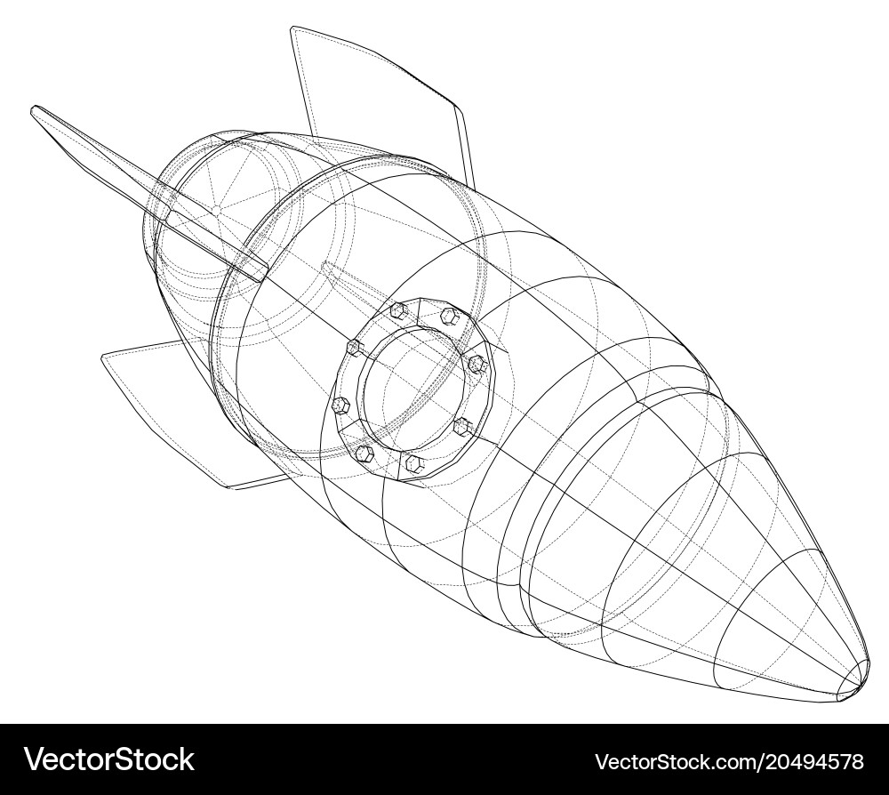 Rocket sketch rendering of 3d vector image