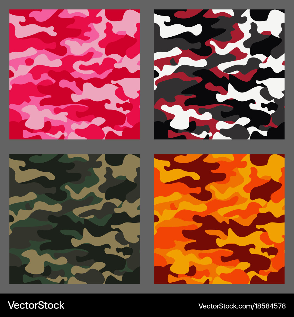 Set of camouflage seamless patterns background vector image