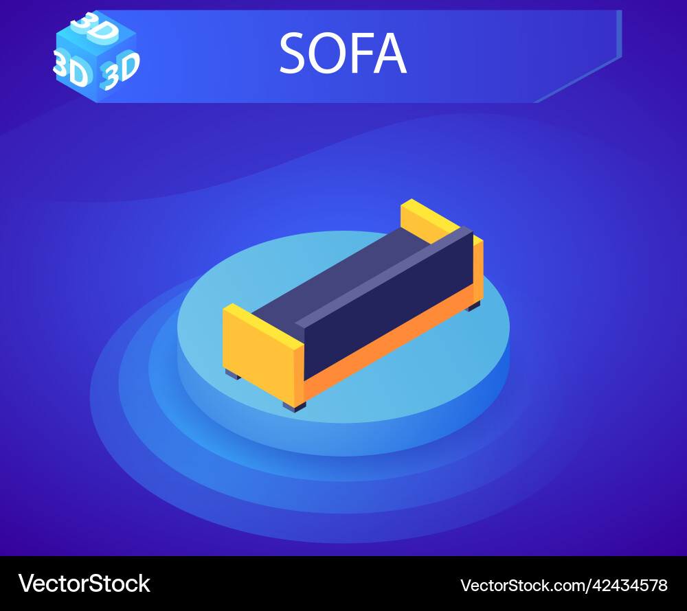 Sofa isometric design icon web 3d colorful Vector Image