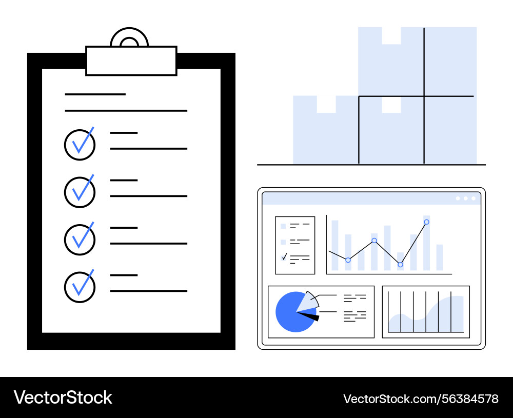 Task checklist data visualization and inventory Task checklist data visualization and inventory vector image