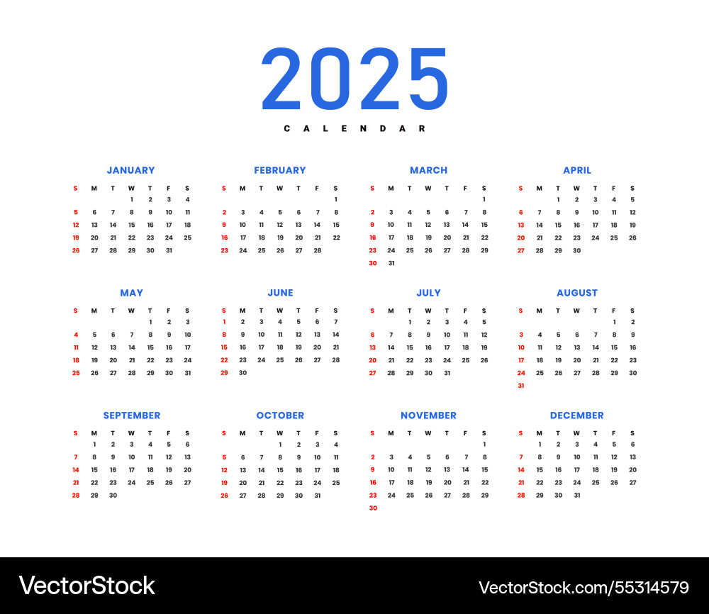 2025 calendar design Royalty Free Vector Image