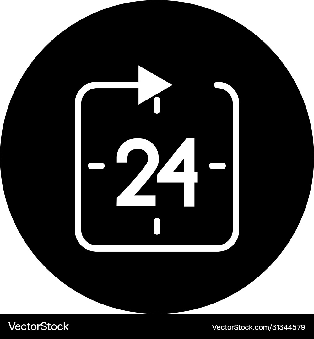 24 hours symbol block style Vector Image