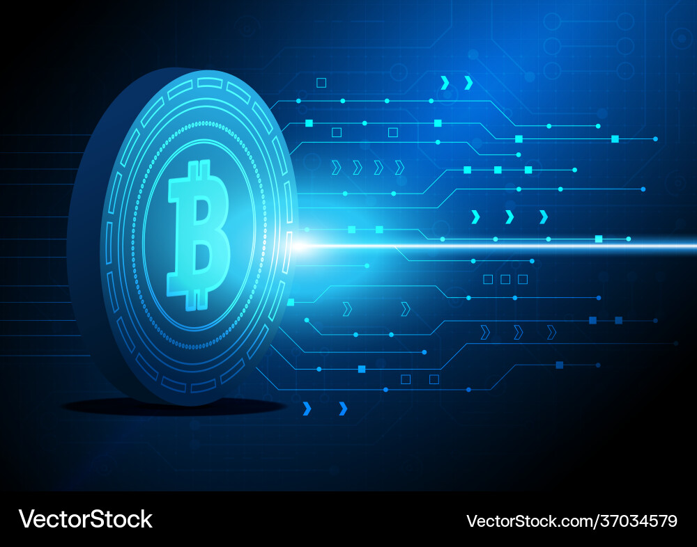Bitcoin circuit technology background Bitcoin circuit technology background vector image