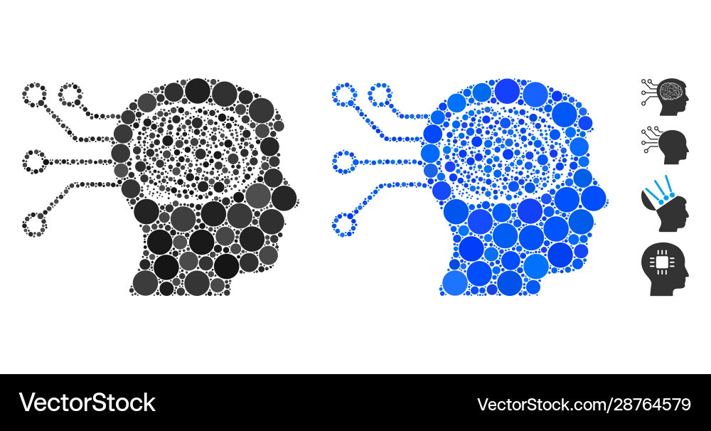 Brain computer connection composition icon Brain computer connection composition icon vector image