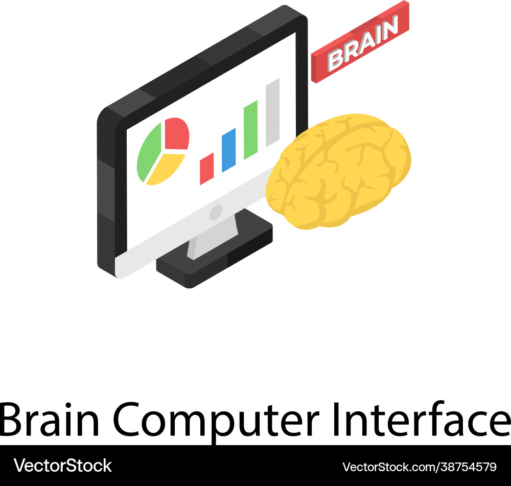 Brain computer interface vector image