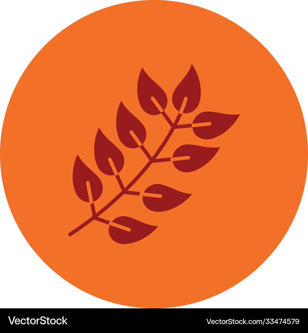 Branch with leaves icon block style vector image
