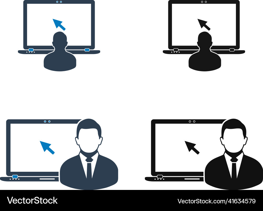 Computer user icon set flat style eps vector image