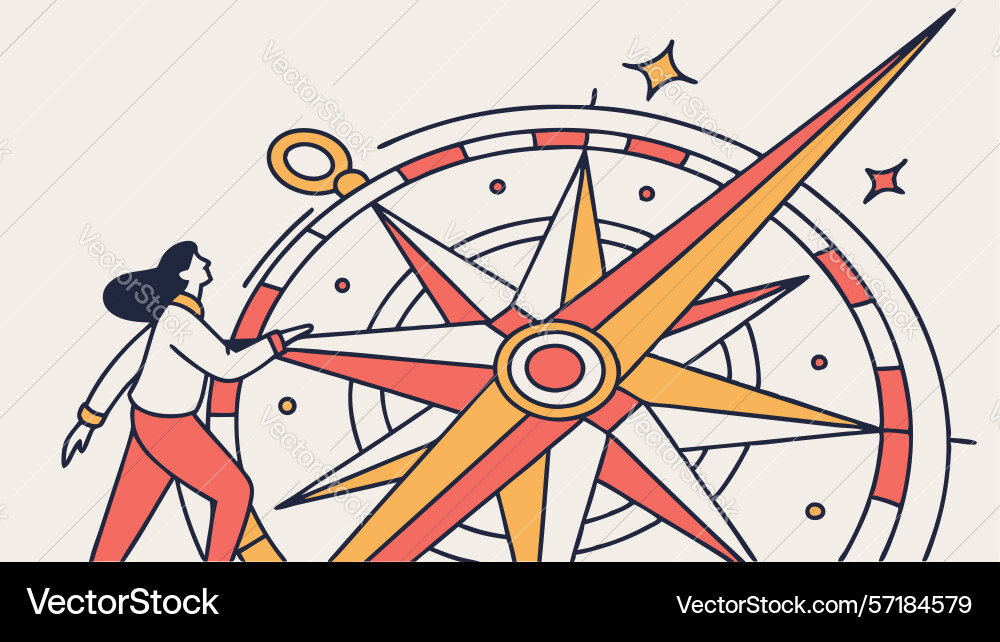 Dynamic compass rose with abstract swirls design vector image